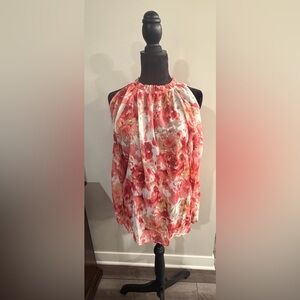 Floral Halter Neck Women's Top - Coral Pink Multicolor

#85